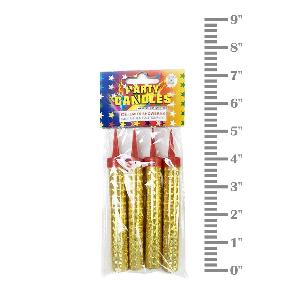 Sparkling Gold Candles (Small) (4 Pack)