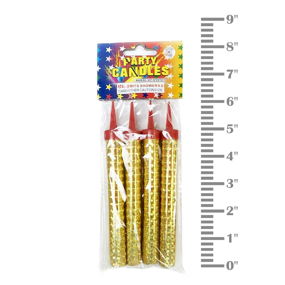 Sparkling Gold Candles (Medium) (4 Pack)