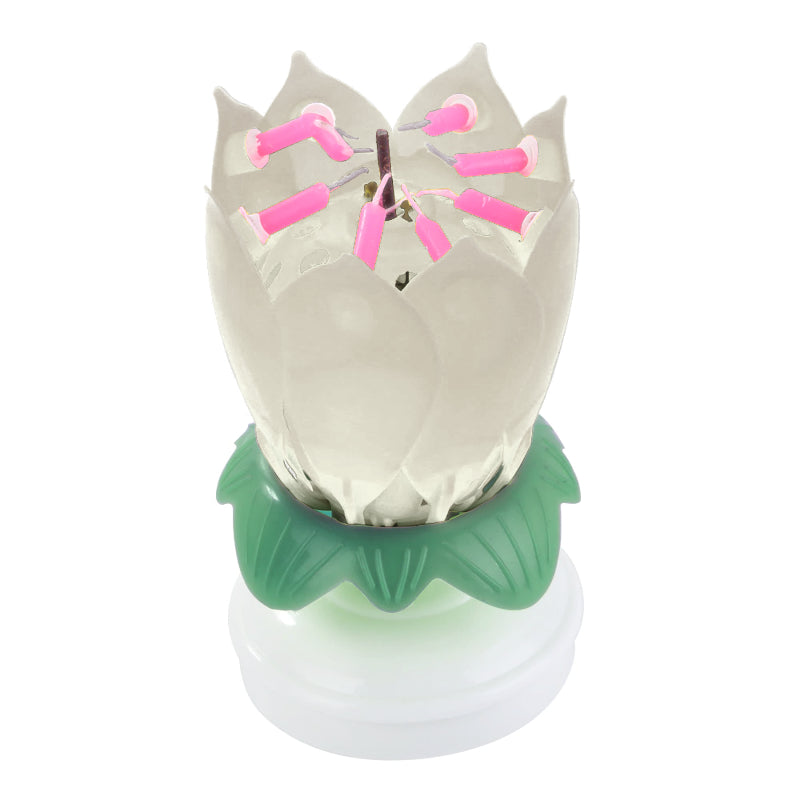 Musical Flower Birthday Candle (White)